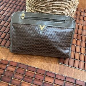 Mario Valentino clutch handbag PVC leather monogram H